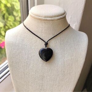 Black Onyx 🖤 Small Heart Pendant Necklace/Choker
